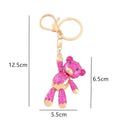 Rhinestone Teddy Bear Keychain Gold Metal Charm Two Styles view 3