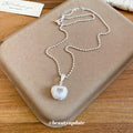 Silver Heart Medallion Pendant Necklace Statement Jewelry view 3