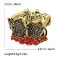 Antique Gold Horse and Poppy Metal Brooch in Purple and Red view 7