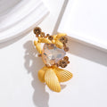 Gold Tone Butterfly Crystal Two Designs Metal Brooch Pin view 5