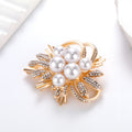 Floral Bouquet Crystal Pearl Look Metal Brooch Pin view 5