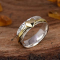 Dual-Tone Heart Accent Wave Texture Band Ring Sizes 6-10 view 5
