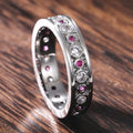 Silver Tone Pink Stone and Scroll Pattern Eternity Band Ring view 4