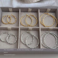Twisted Texture Round Hoop Earrings In Gold Silver And Three Sizes view 1