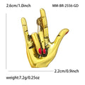 Gold Tone I Love You Hand Sign Brooch With Red Fingernails view 5