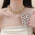 Chunky Oval Link Chain Necklace in Gold Tone or Silver Tone view 1