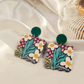 Acrylic Floral Scalloped Drop Earrings Three Print Designs view 8