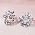 Silver Olive Leaf Circle Clear Stud Earrings Alloy view 4