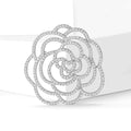 Openwork Camellia Crystal Brooch in Gold or Silver Tone view 4