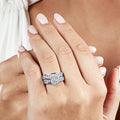 Silver Tone Round Solitaire Channel Bridal Ring Set 6-10 view 3
