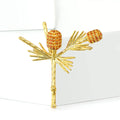 Gold Tone Pine Branch Brooch with Amber Cone Details view 2