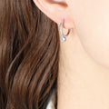 Gold Steel Mini Hoop Earrings Clear Round Drop Stone view 7