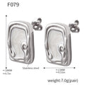 Rectangular Scroll Enamel Stud Earrings Gold And Silver Steel Tone view 6