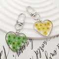 Heart Resin Dried Flower Keychains Silver Clasp 5 Colors view 4
