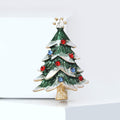 Green Enamel Christmas Tree Brooch Red Blue Rhinestone Gold view 3