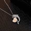 Pink Heart and Dolphin Pendant Necklace in Gold and Silver Tones view 3