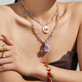 Amethyst Chip Necklace Resin Dried Flower Pendant Two Models view 3