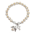 White Cross Bead Stretch Bracelet Angel Cross Charms view 5