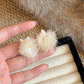 Faux Pearl and Fluffy Pom Pom Stud Earrings in Six Styles view 10