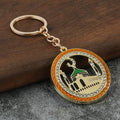 Gold-Tone Mosque Keychain With Colored Border And Clear Stones view 4
