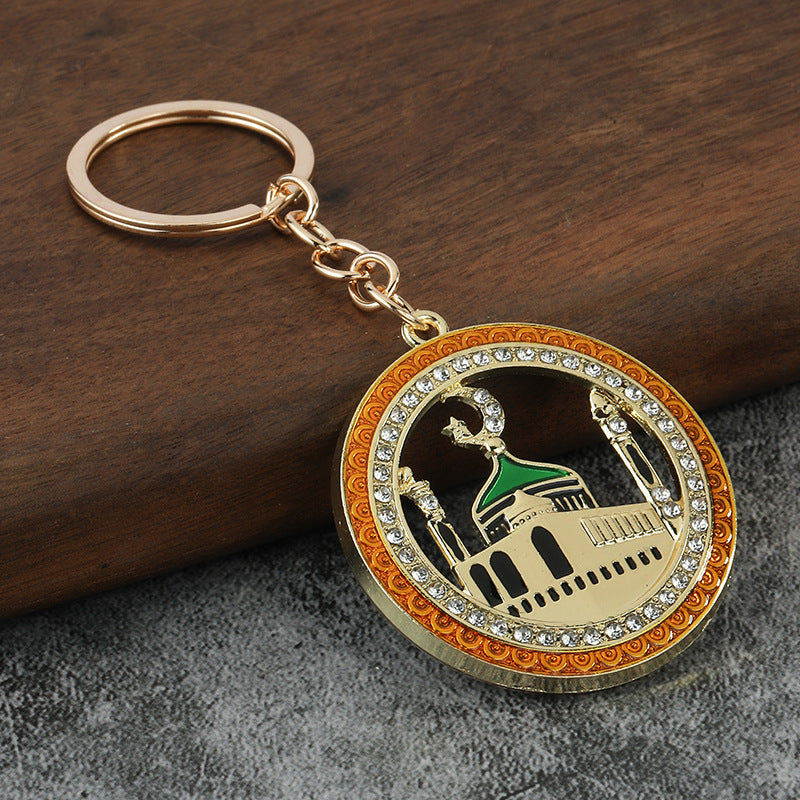 Gold Tone House Rhinestone Keychain Bag Charm Gift