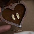 Gold Tone Clear Stone Flip Flop Mini Stud Earrings For Women view 4