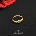 Gold Tone Pale Green Round Stone And Orange Accent Open Ring view 3