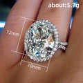 Silver Tone Large Oval Clear Crystal Halo Ring Sizes 6-10 view 4
