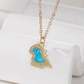 Gold Tone Blue Opal Effect Animal and Butterfly Pendant Necklaces view 2