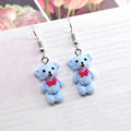 Miniature Flocked Bow Bear Hook Earrings in Four Colors view 5