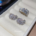 Silver Leaf Zircon Open Ring And Ear Clips 2 Styles view 1