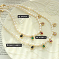 Freshwater Pearl Necklace Gold Teardrop Multicolor Charms view 2