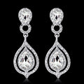 Silver Tone Double Teardrop Crystal Crystal Metal Dangle Earrings view 4