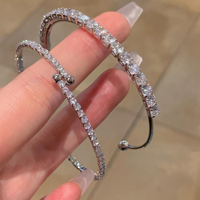 Graduated Clear Crystal Open Cuff Bracelet In Gold Or Silver Tone