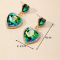 Gold Tone Crystal Heart Drop Stud Earrings 5 Colors view 4