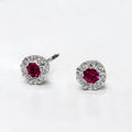 Round Floral Halo Stud Earrings In Four Center Stone Colors view 5