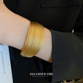 Wide Multirow Textured Open Cuff In Silver Tone Or Gold Tone view 2