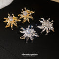 Radiating Crystal Flower Stud Earrings in Two Metal Tones view 4