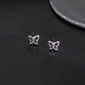 Silver Openwork Mini Butterfly Stud Earrings Simple Metal view 3
