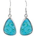 Antique Silver Turquoise Teardrop Cabochon Hook Drop Earrings view 1