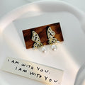Six Mismatched Wing Butterfly Pearl Look Stud Earrings view 10