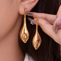 Sculptural Open Shell Drop Earrings in Gold and Silver Tone view 2