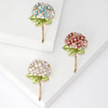 Enamel Hydrangea Stem Brooch Pink Purple Blue White Four Colors view 2