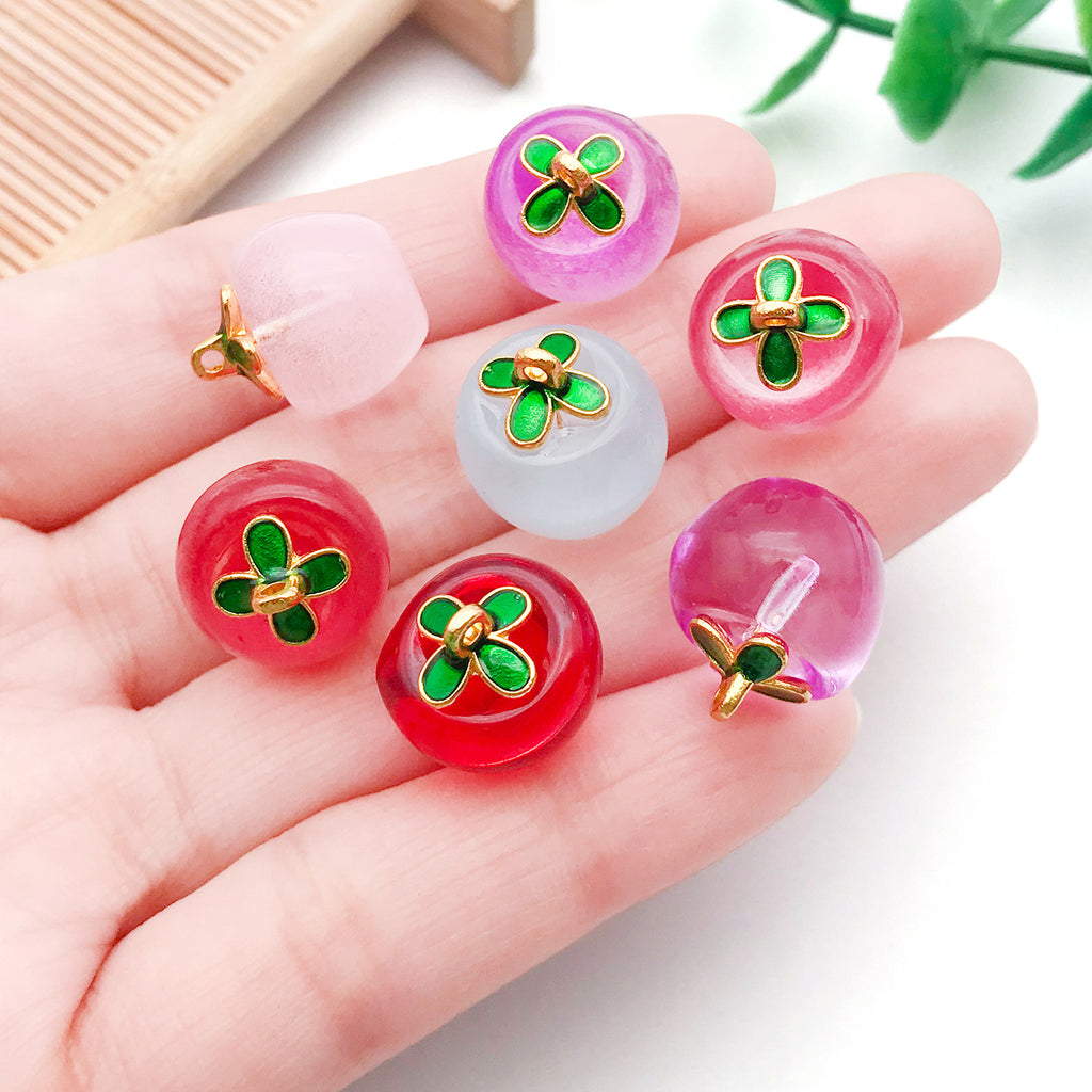 Transparent Glass Apple Charm Pendant for Necklace, Earrings and Phone Chain Making