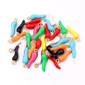 Colorful Enamel Chili Pepper Charms With Gold Tone Loops view 2
