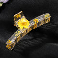 Transparent Resin Pressed Flower Large Curved Hair Claw Clips view 3