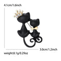 Black Cat Pair Brooch With Crowns Decorative Lapel Pin view 6