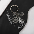 Antique Silver Sailboat Ship Wheel and Compass Charm Keychain view 2