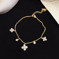 Gold Silver Pearl Flower Charm Chain Bracelets Zircon view 6