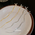 X Shaped Long Chain Threader Earrings in Two Colors view 2
